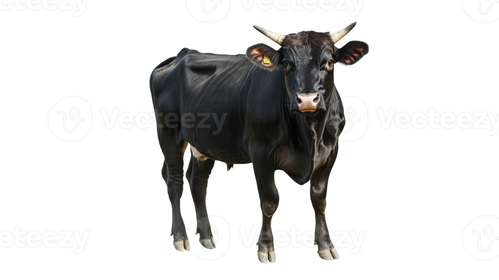 Calm black cow on the farm png