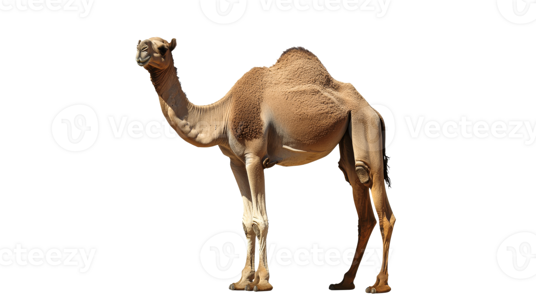 Camel standing gracefully in a desert environment png