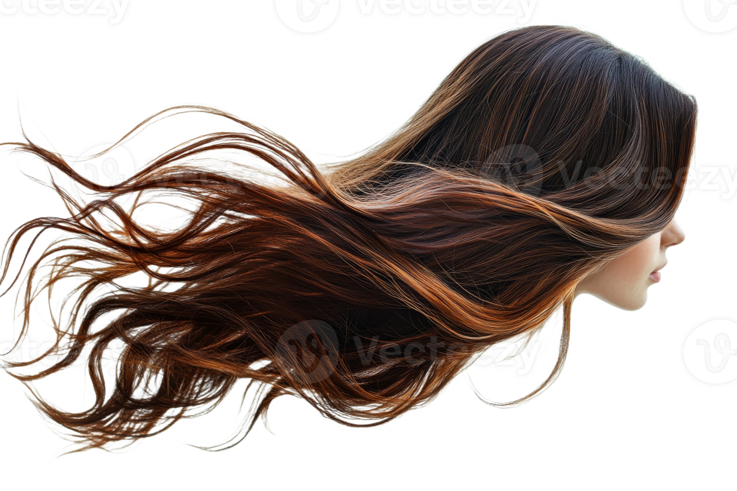 Flowing hair in soft, captivating light png