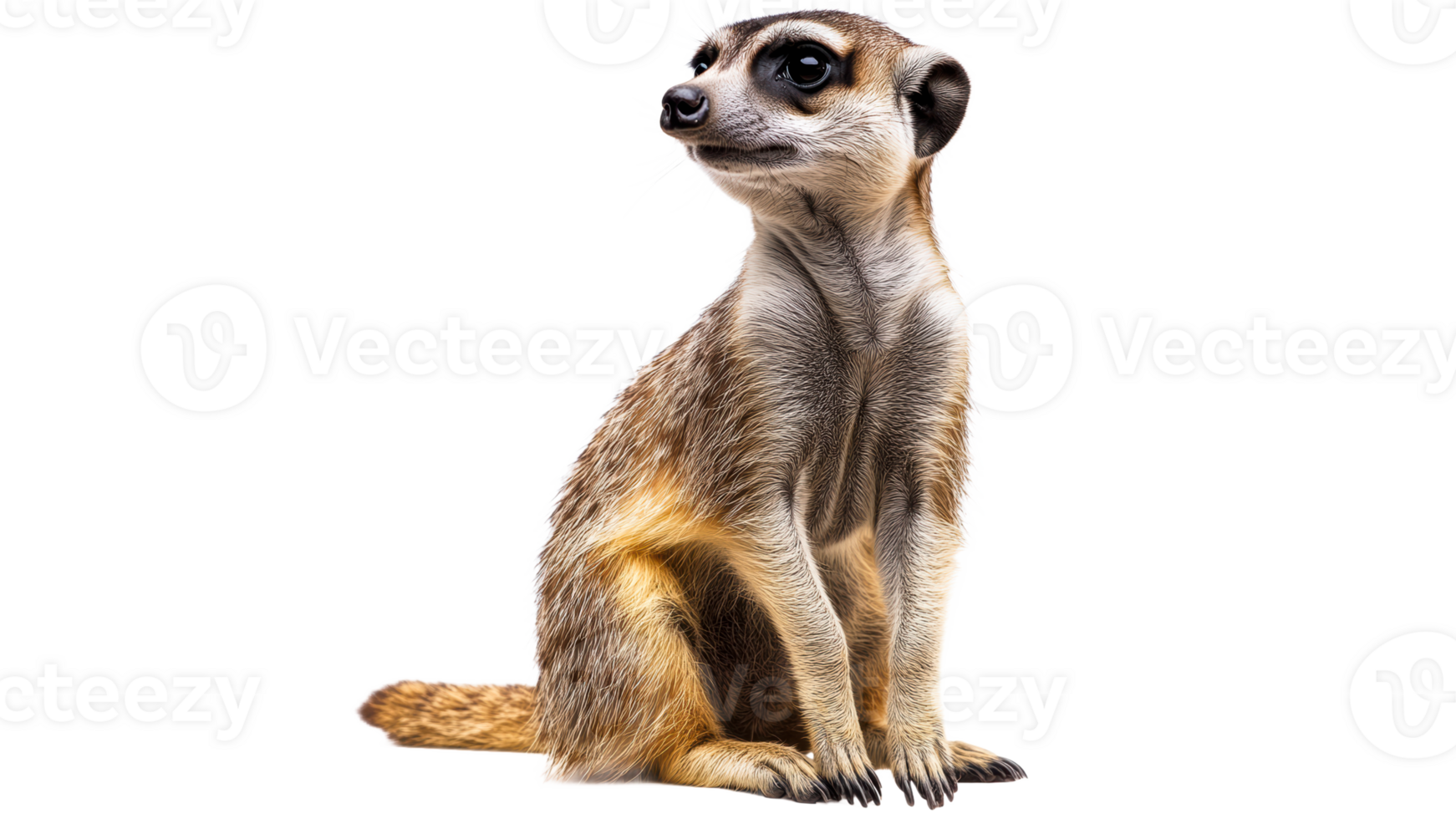 Meerkat sitting calmly against a white background png