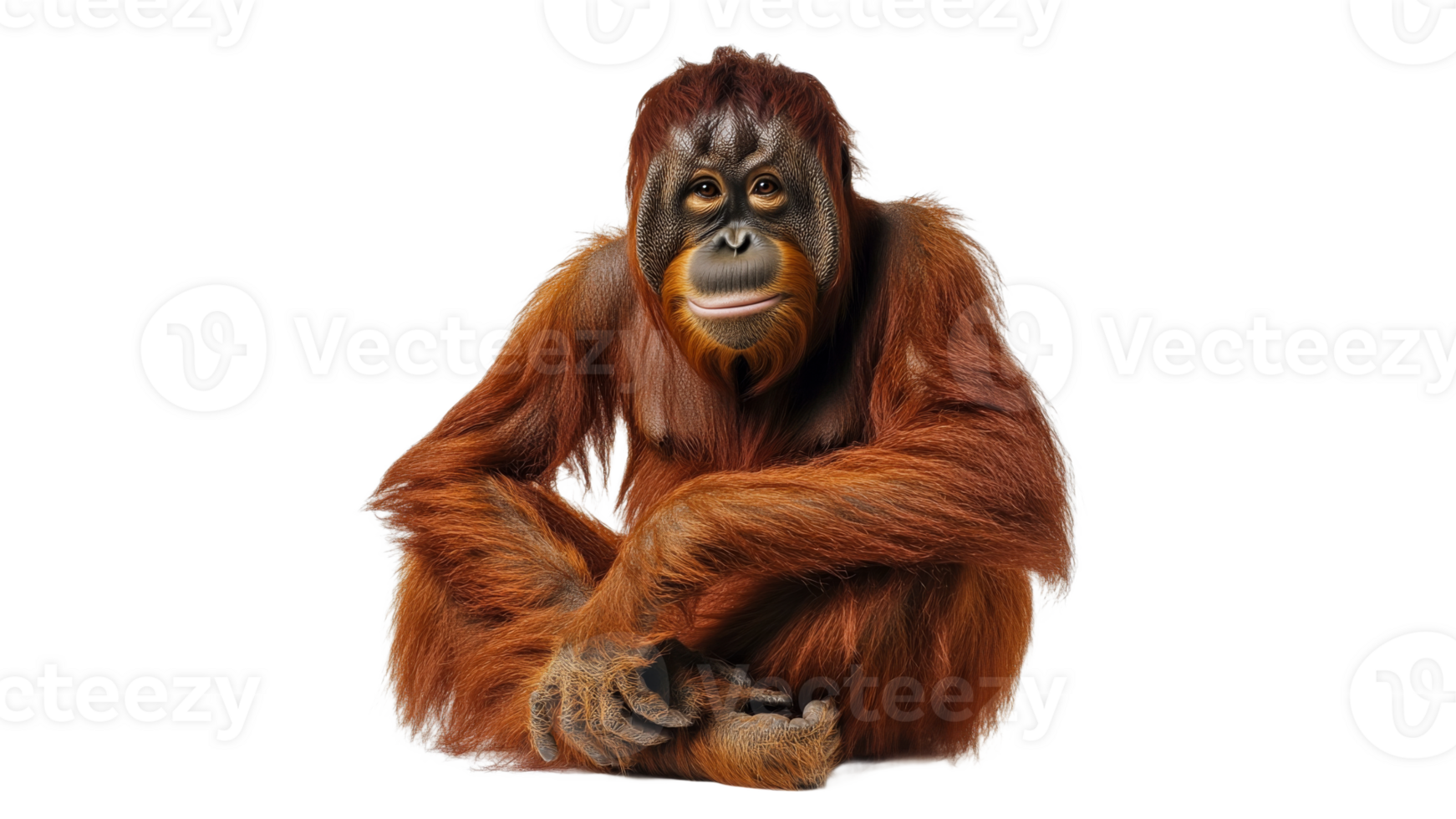 Orangutan sitting calmly in a relaxed pose png