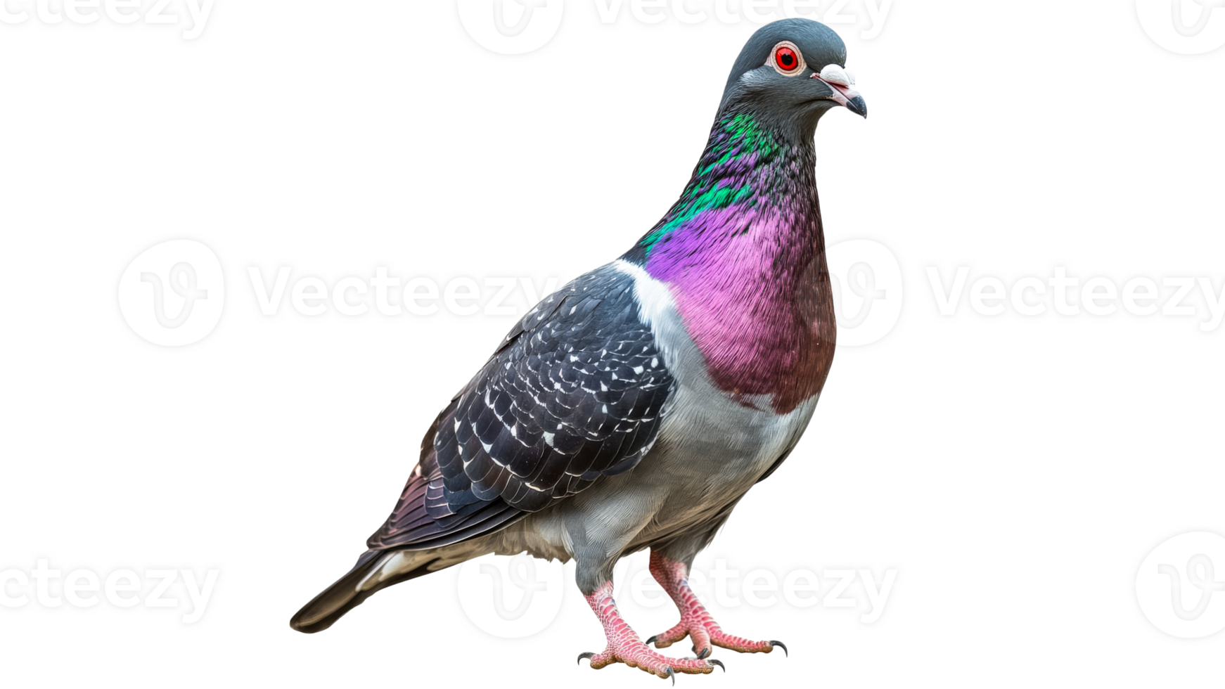 Pigeon with vibrant plumage standing on ground png