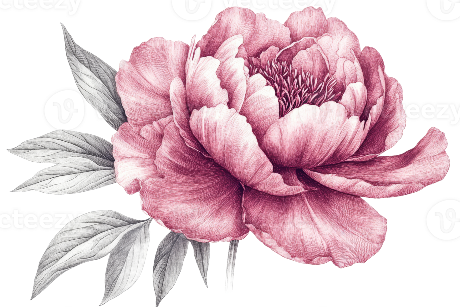 Beautiful pink peony flower with detailed petals png