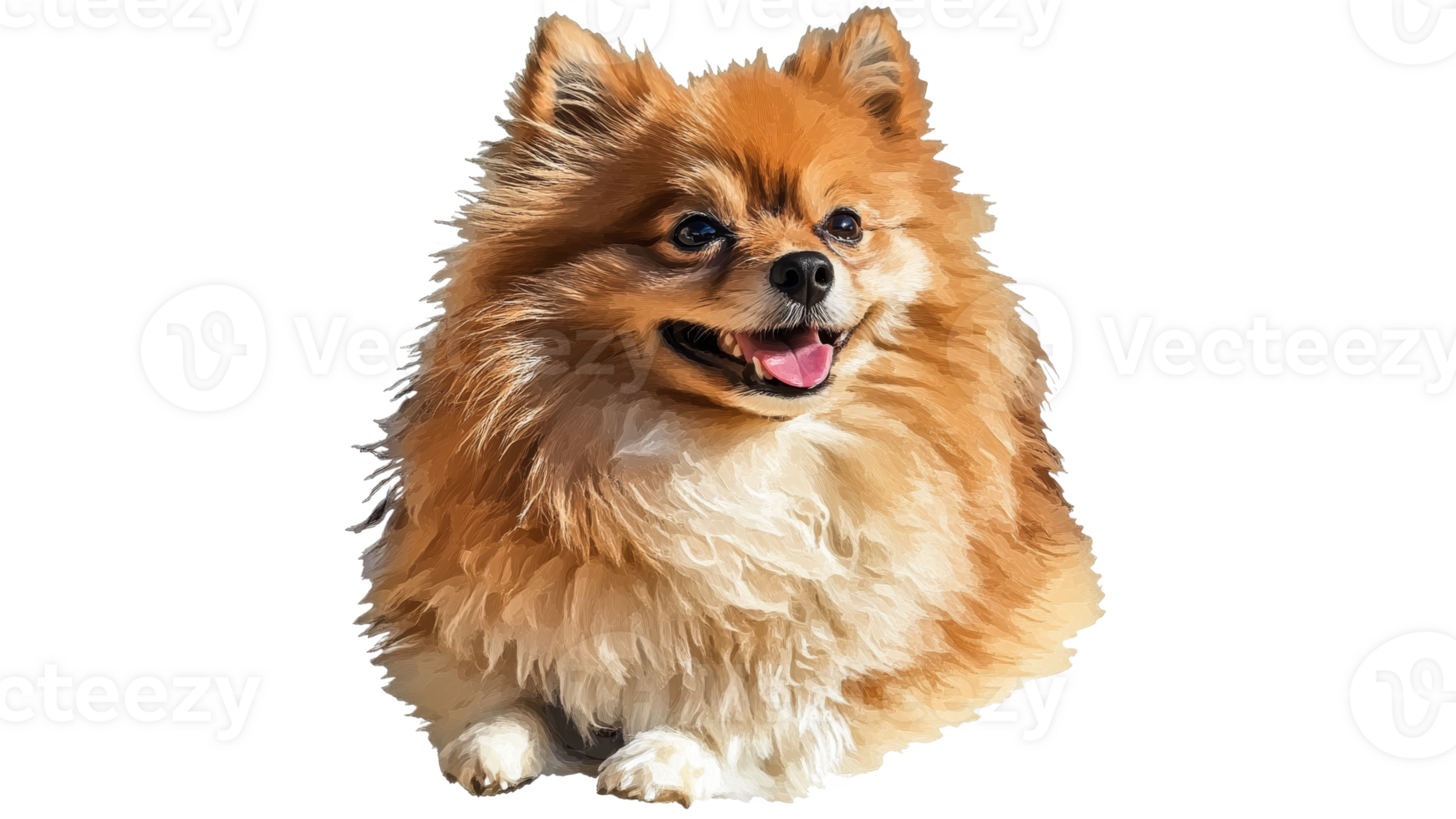 Pomeranian relaxing in its surroundings png