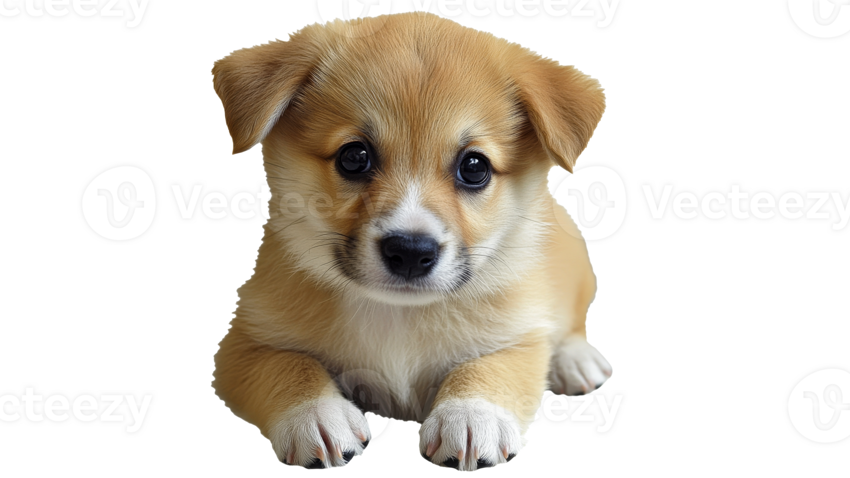 Cute corgi puppy lying on soft surface indoors png