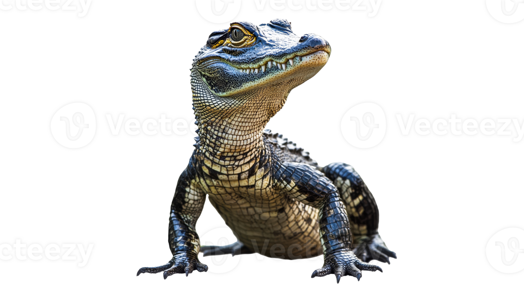 Young alligator resting on a white background png