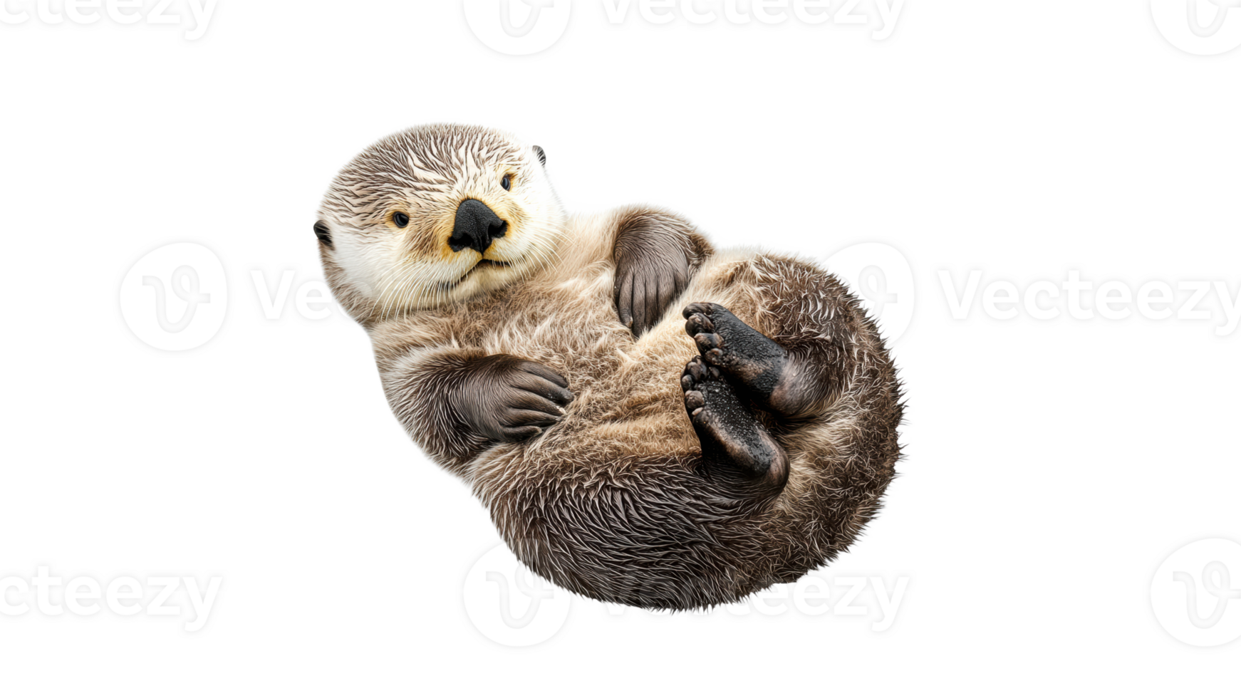 Cute otter lounging on back in playful pose png