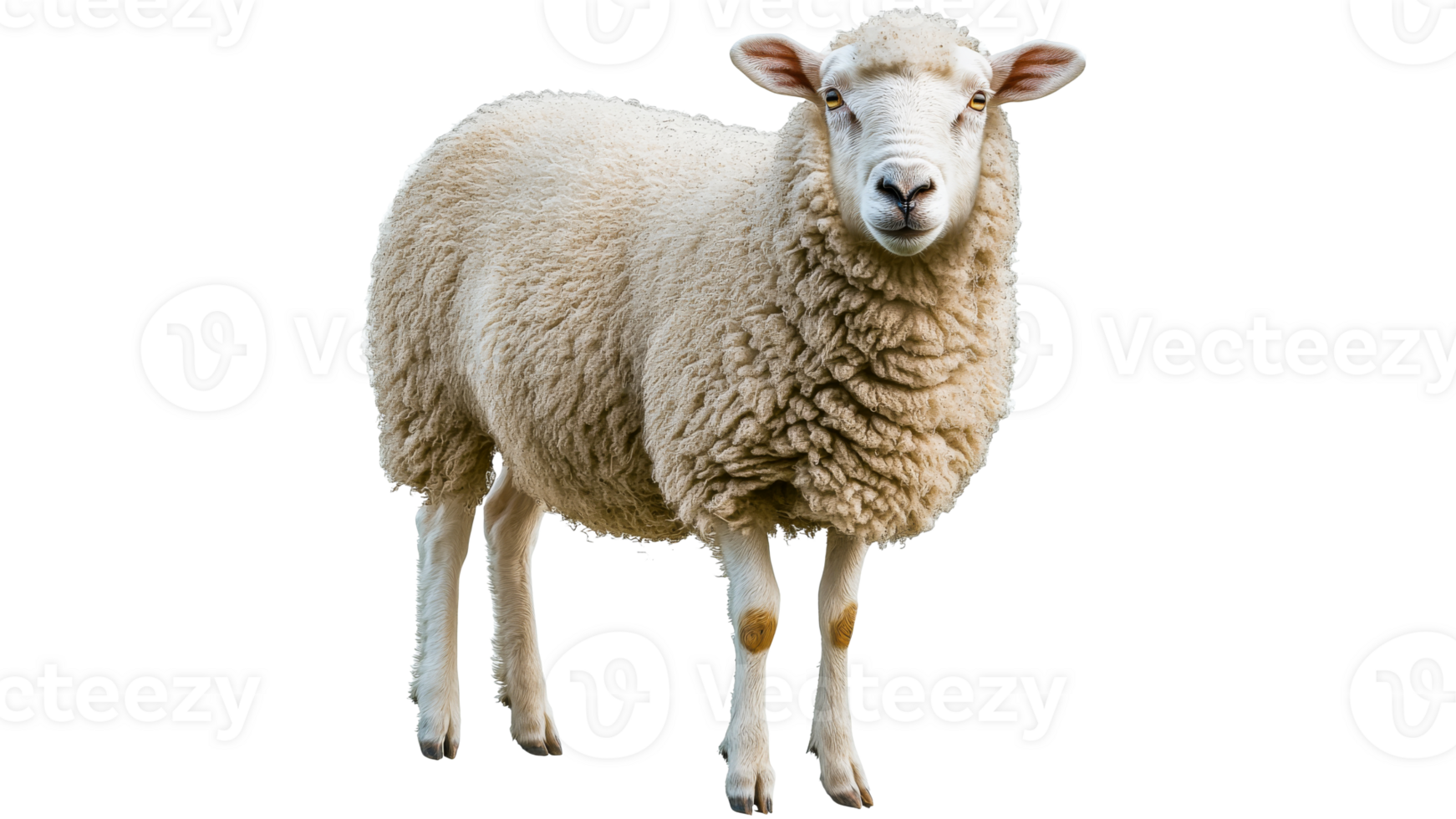 Sheep standing in a grassy field with soft wool png