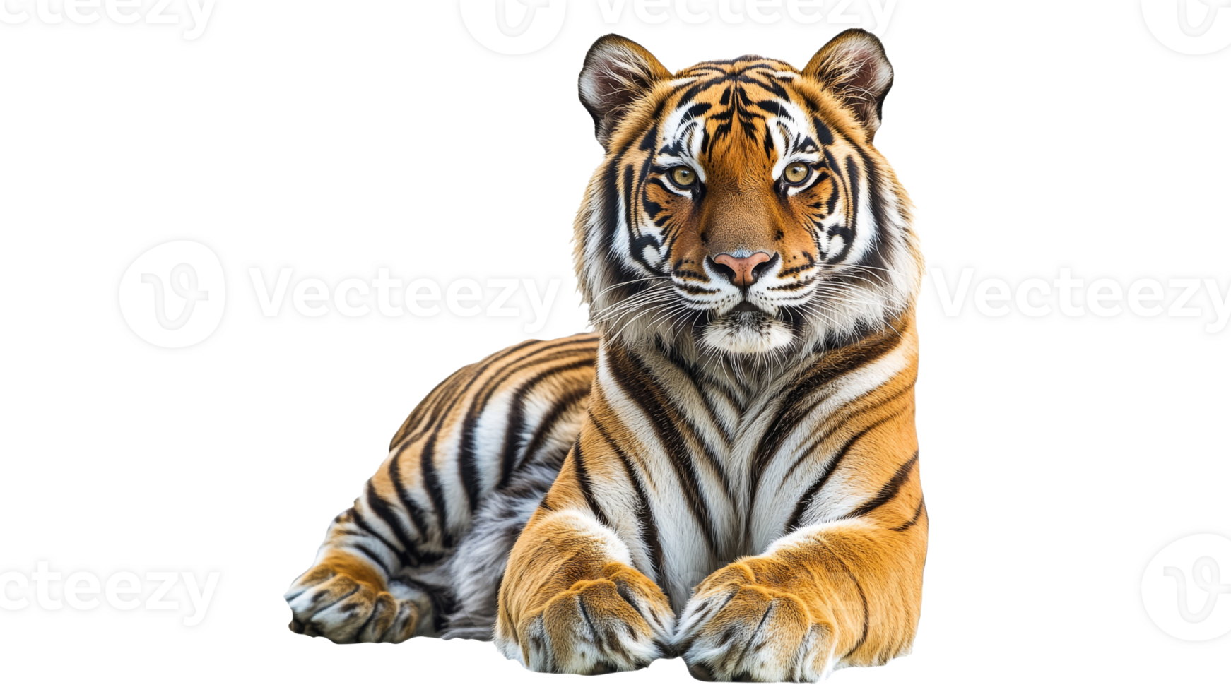 Majestic tiger lounging in a calm pose png