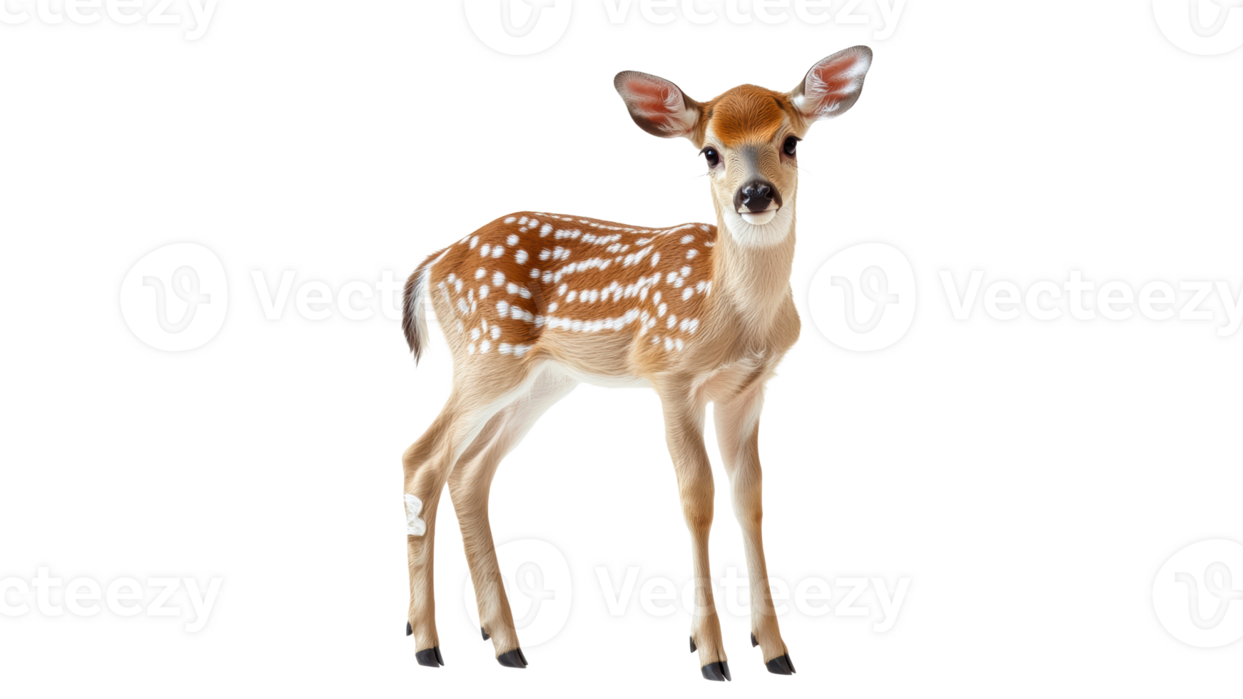 Young deer poses against white backdrop png
