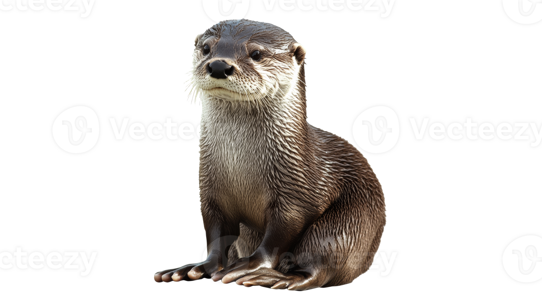 Otter sitting calmly on a white background png