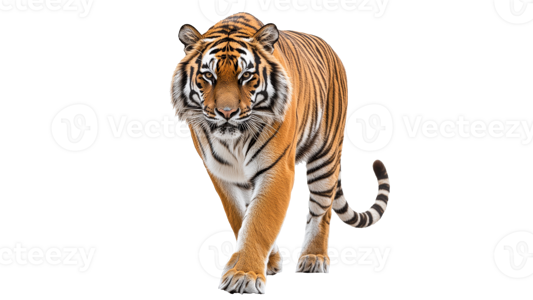 Tiger walking in a natural pose during daylight png