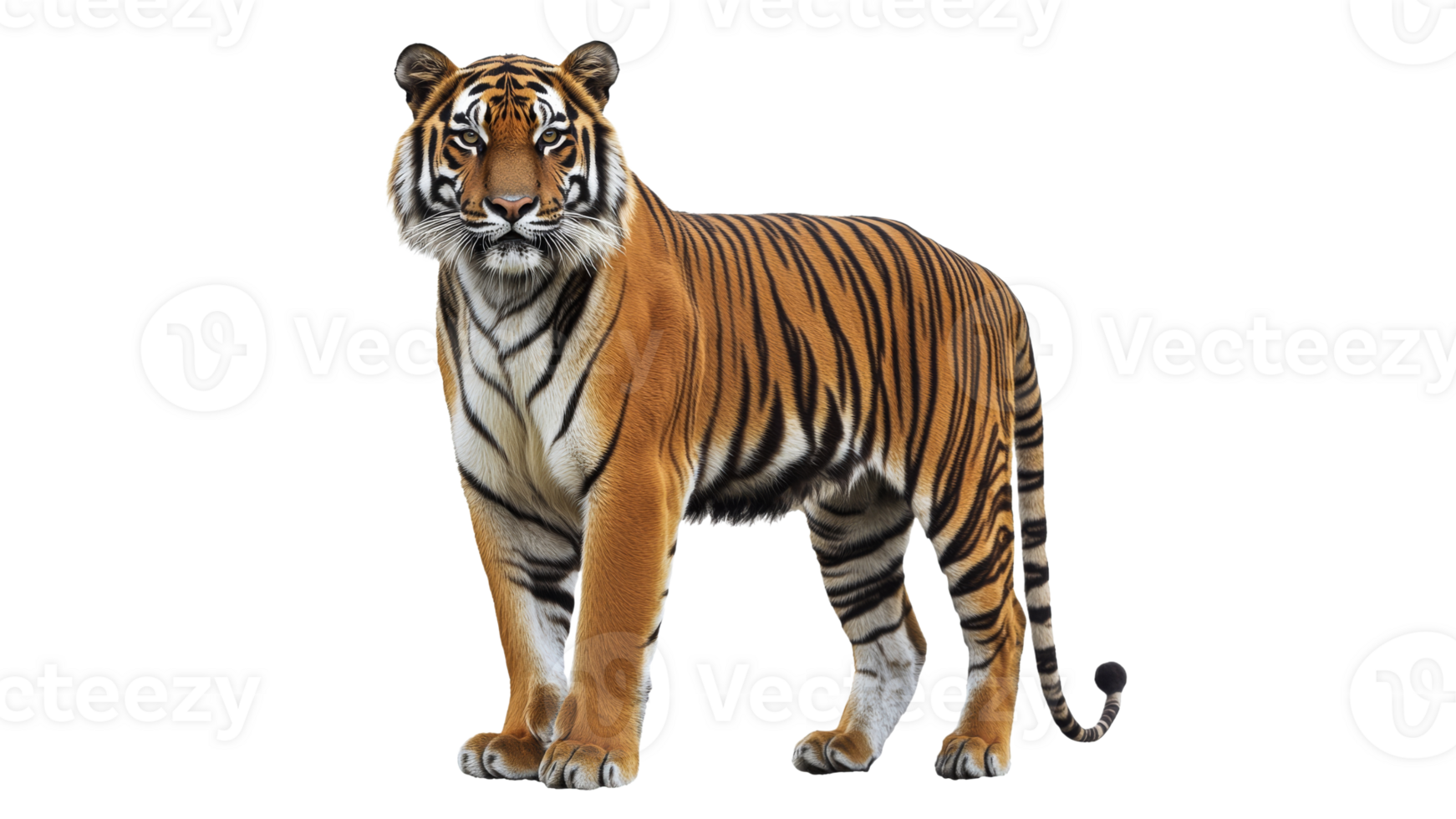 Majestic tiger standing tall in natural pose png