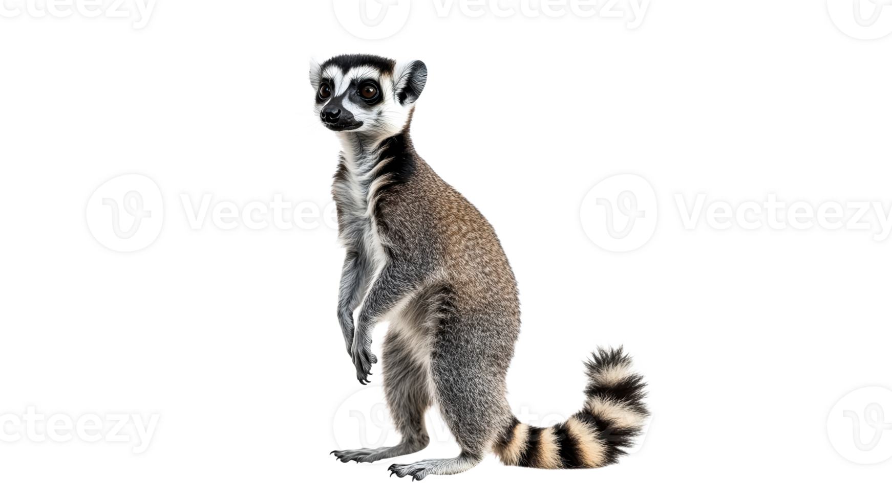 Curious lemur standing upright in a studio setting png