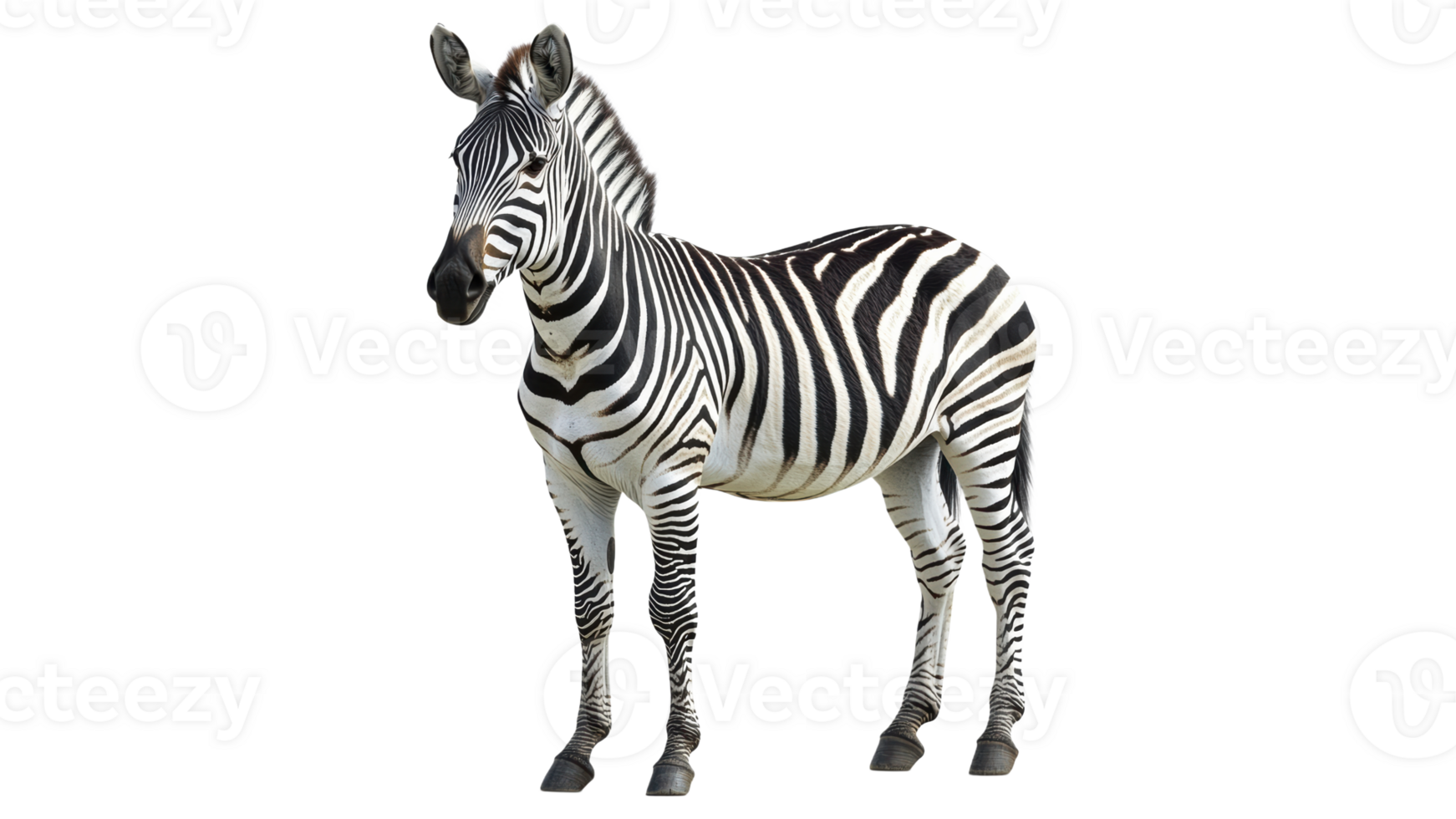 Zebra standing confidently in a natural pose png