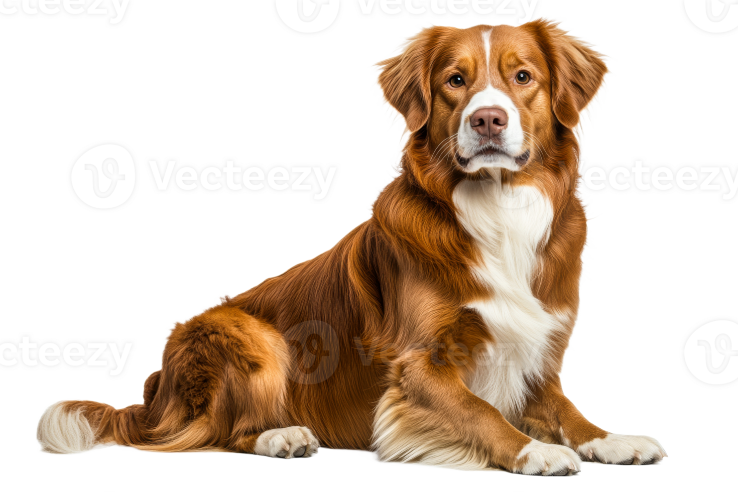 Golden retriever mix sitting gracefully indoors png