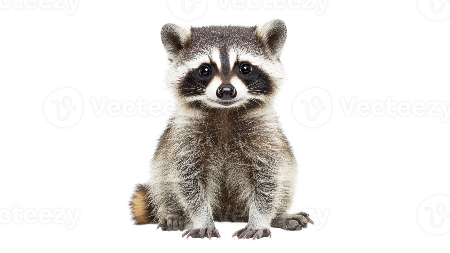 Cute raccoon sitting calmly and looking adorable png