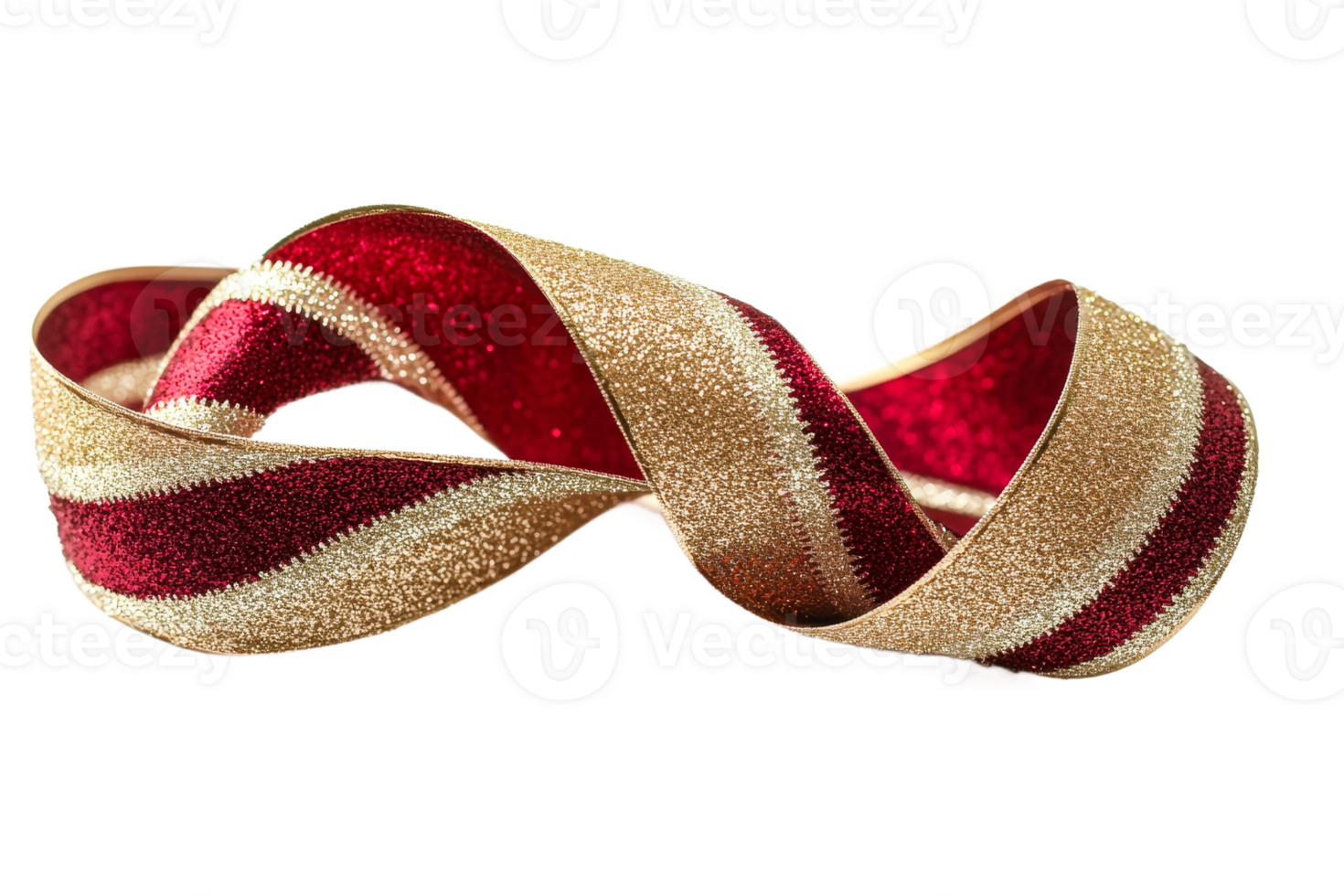 Decorative ribbon with red and gold glitter design png