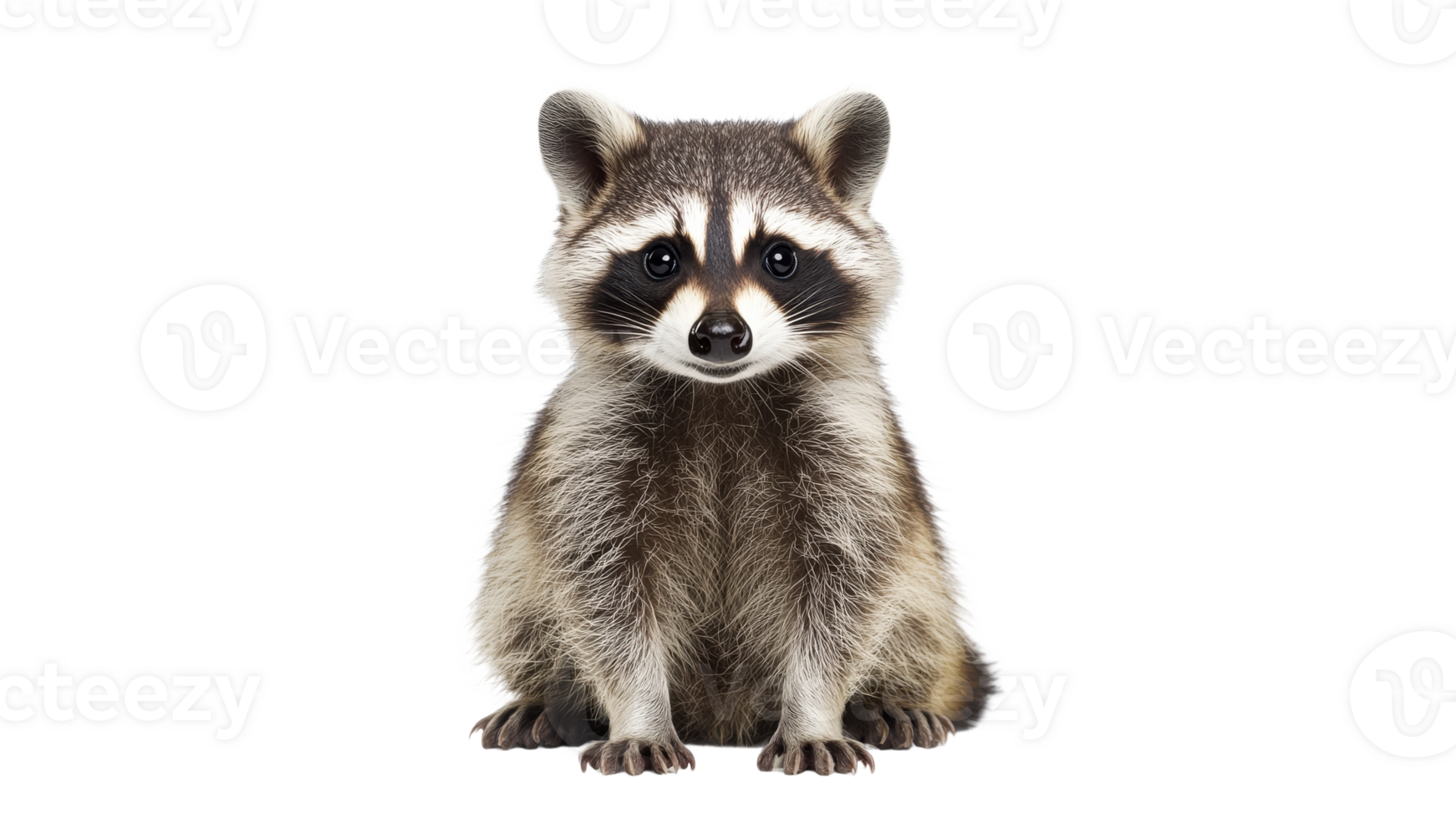 Raccoon sitting calmly while looking at the camera png