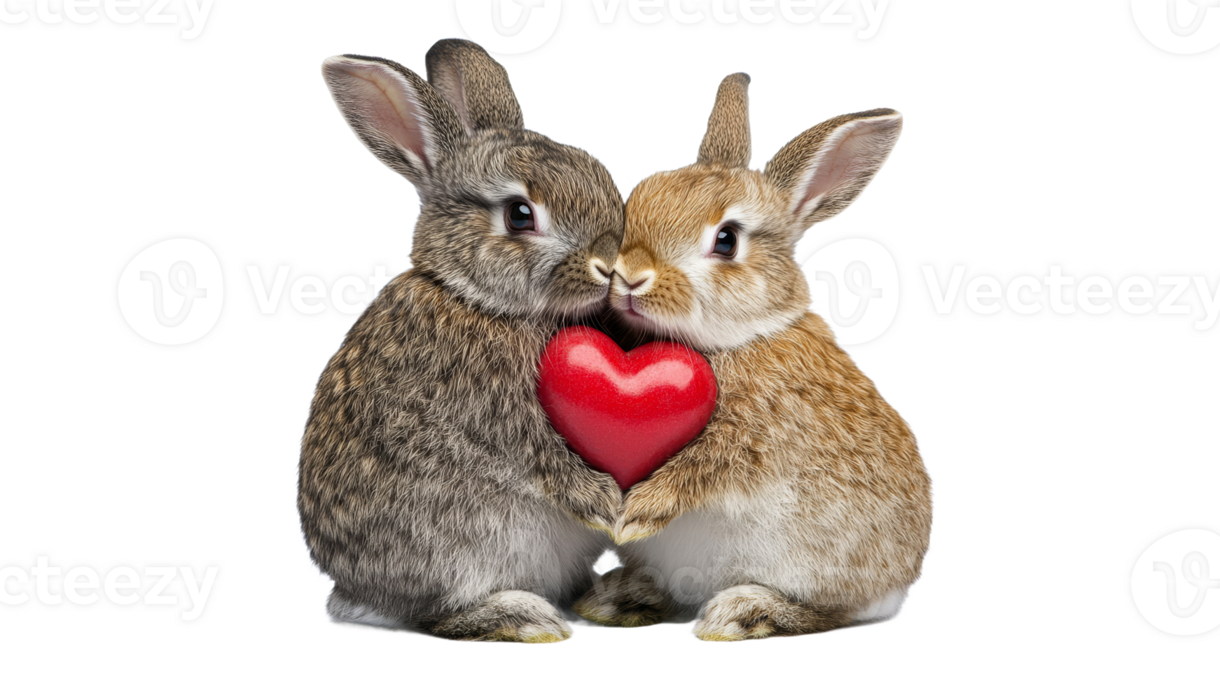 Cute rabbits share love with heart symbol png