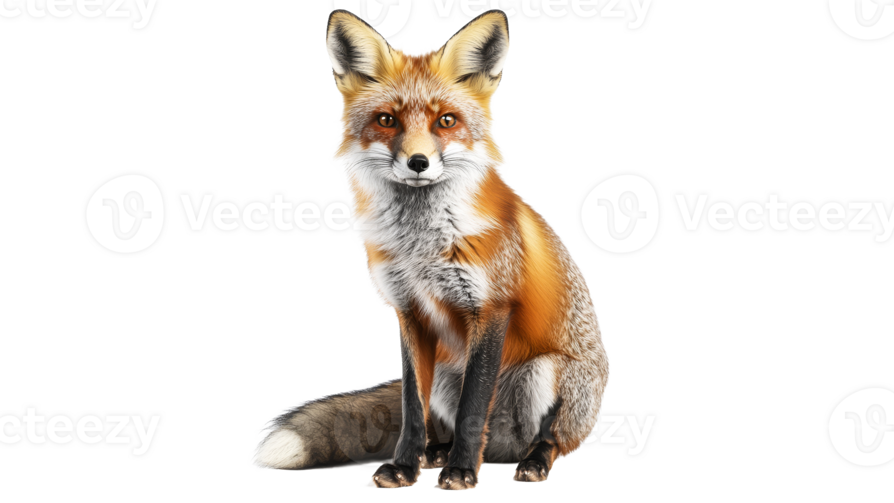 Curious red fox sitting gracefully png
