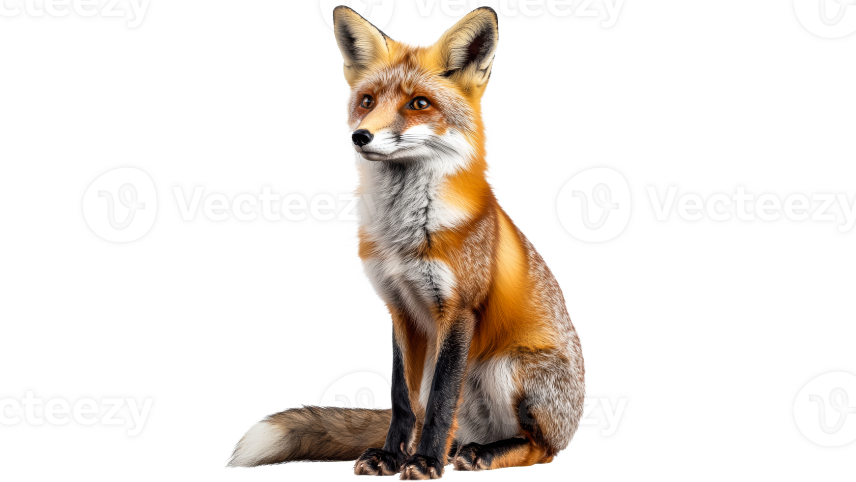 Red fox sitting gracefully with calm expression png