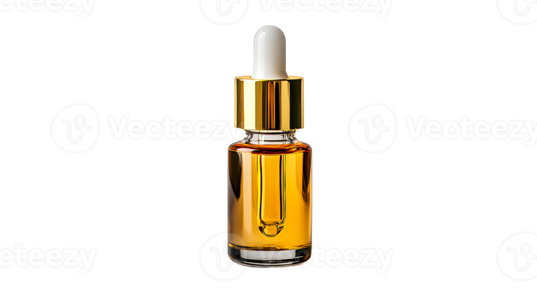 High quality amber essential oil bottle on display png