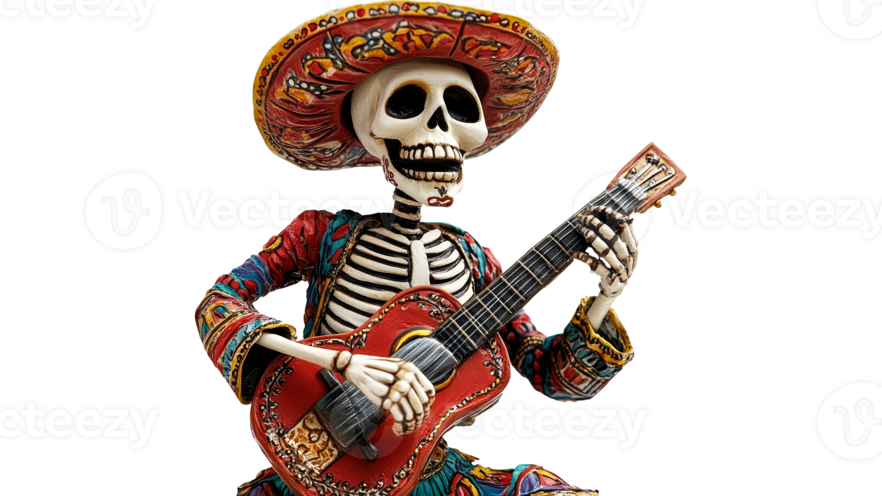 Skeleton guitarist at a celebration png