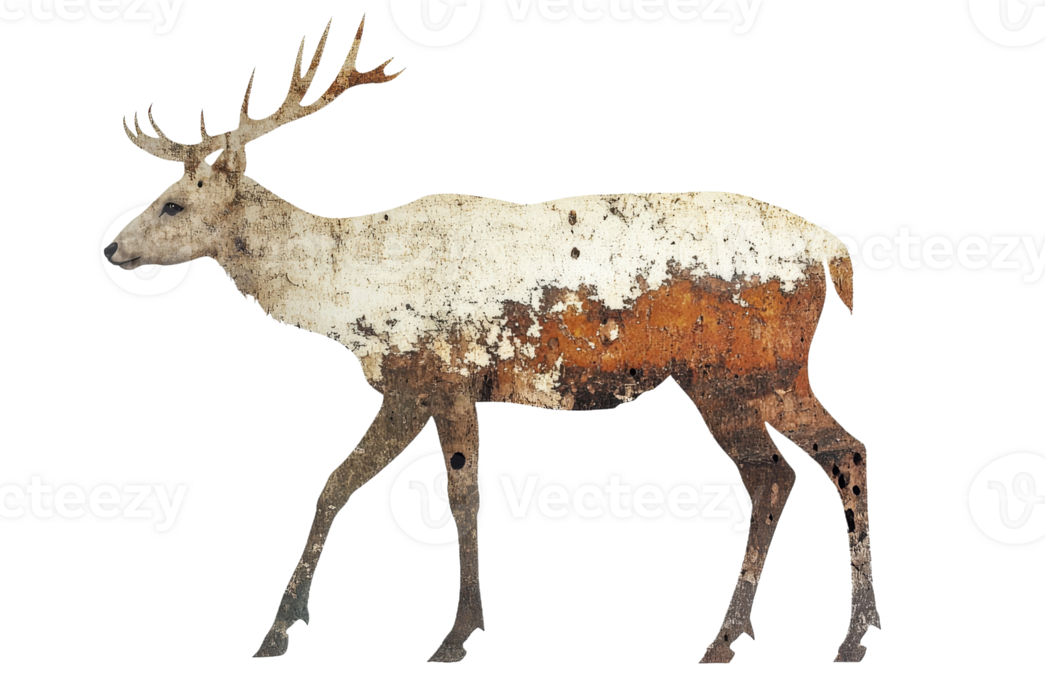 Artwork depicting a stag with rustic texture png