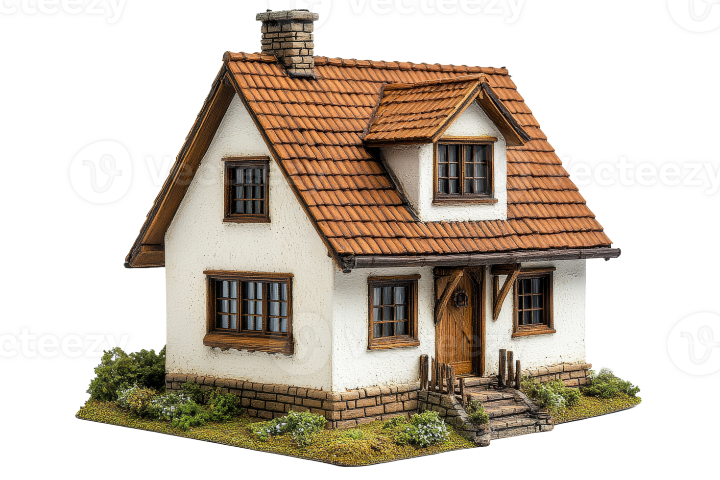 Cozy small house model with classic features png