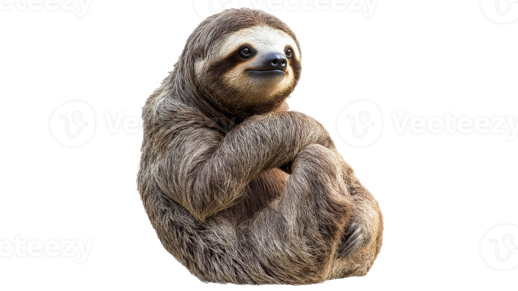 Cute sloth resting in a relaxed pose at night png
