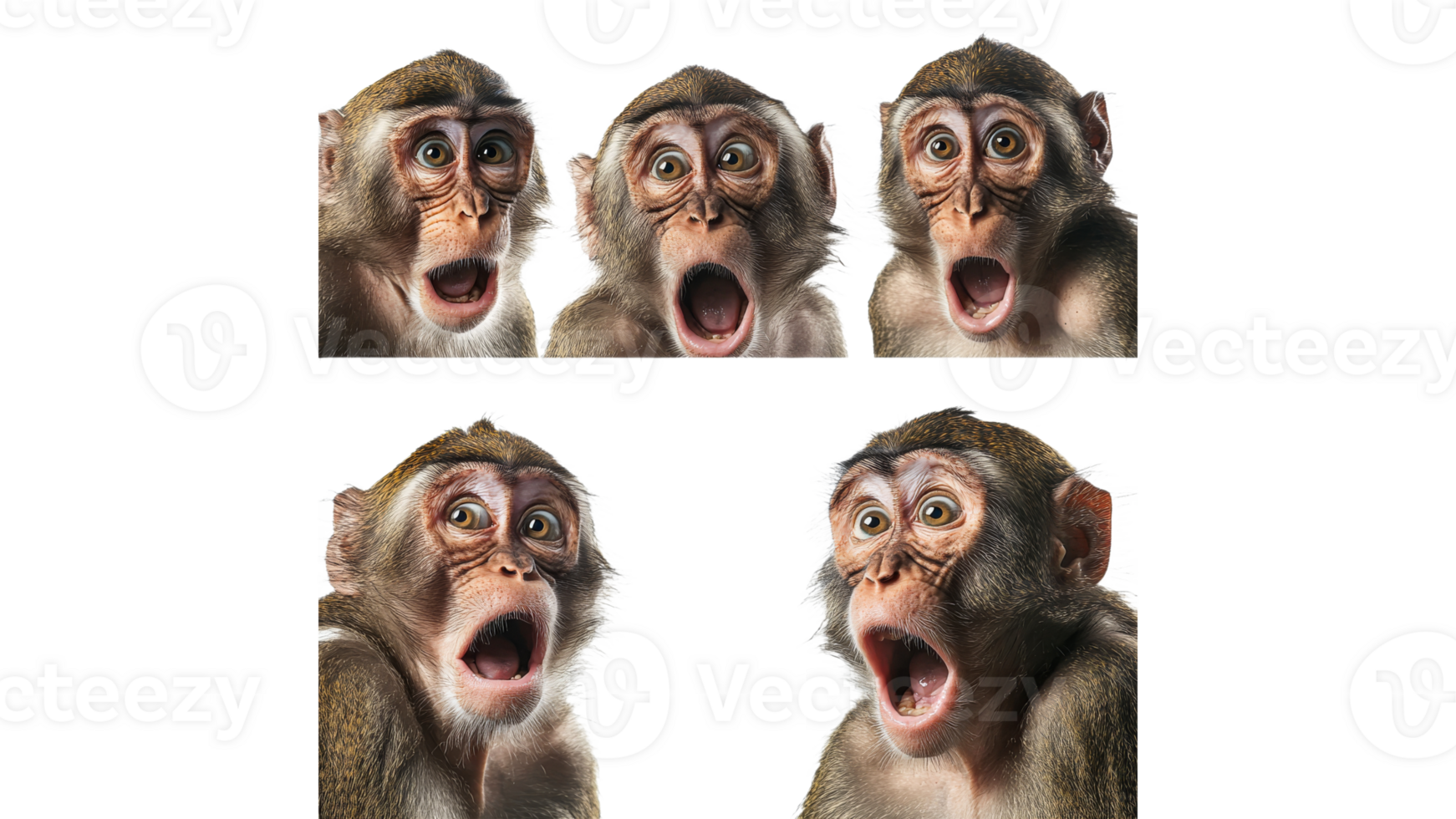 Monkeys with shocked expressions in series png