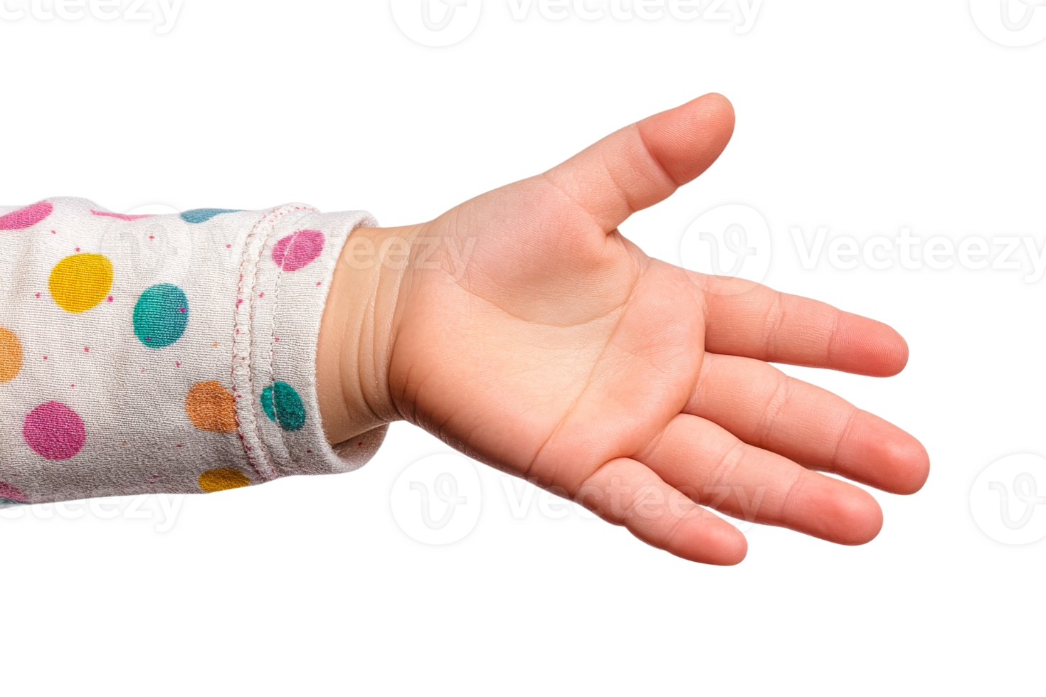 Childs hand reaching out with colorful sleeve png
