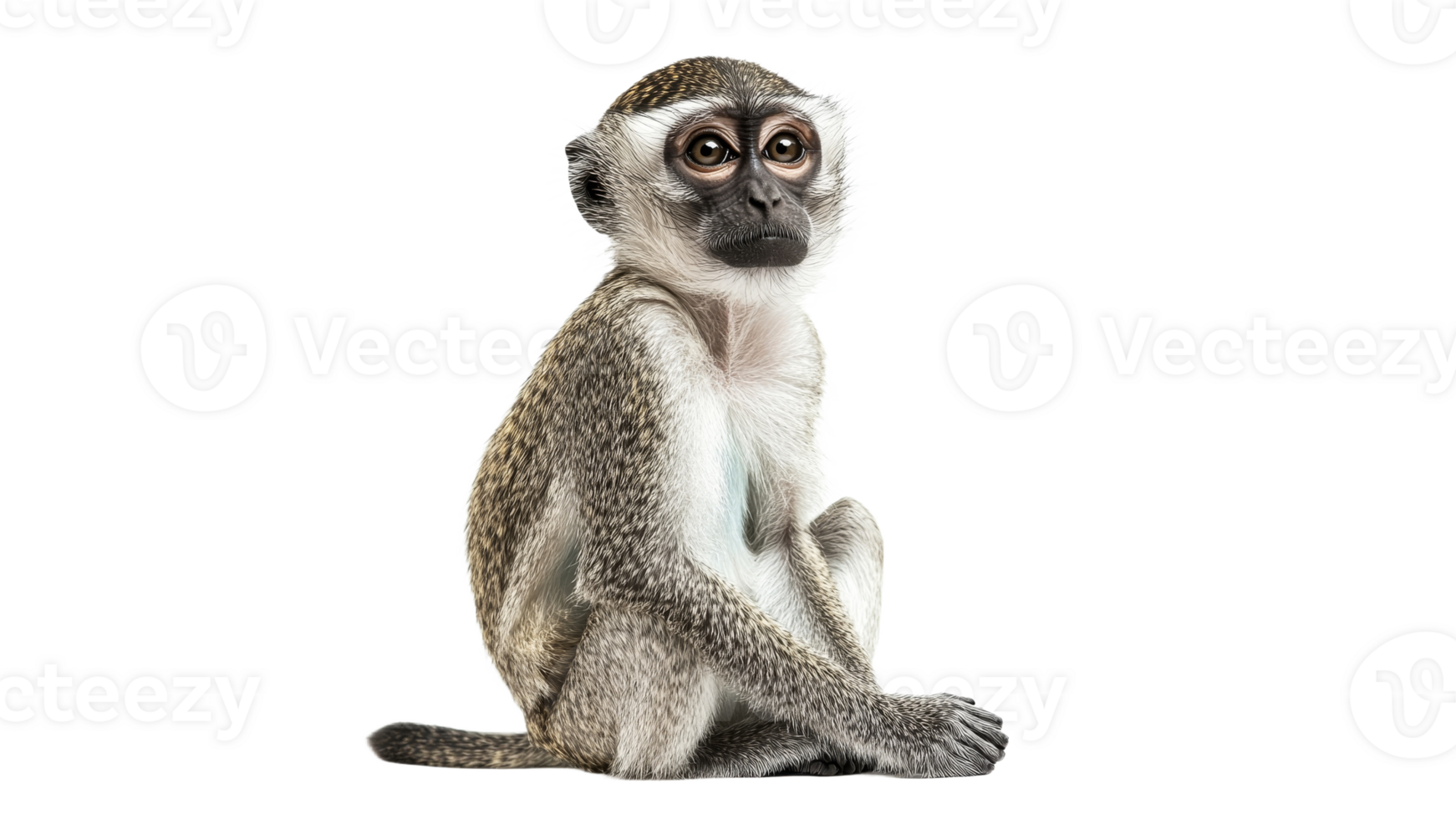Calm monkey on white background png