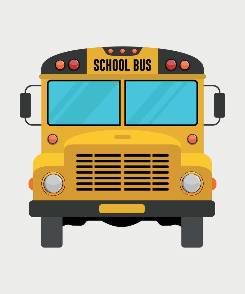 yellow school bus icon front view isolated on white background vector
