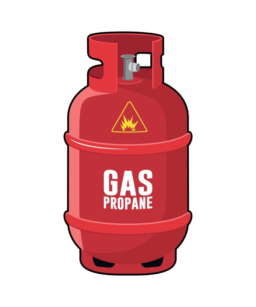 red metal propane gas cylinder on white background vector