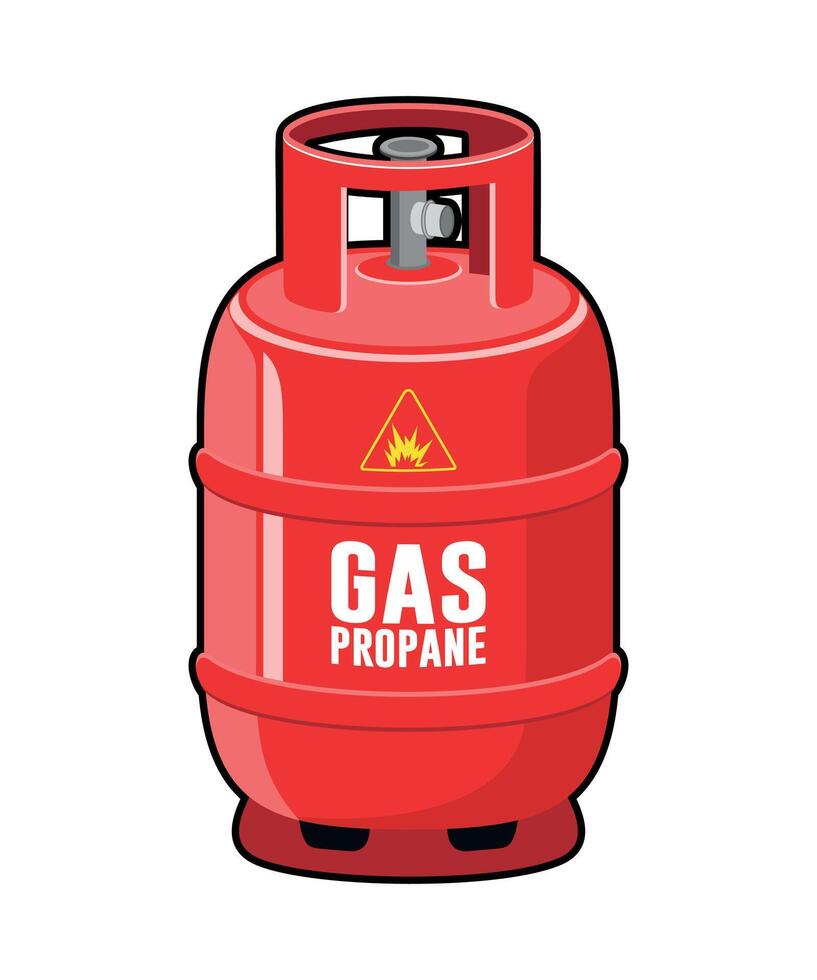 red metal propane gas cylinder isolated on white background vector
