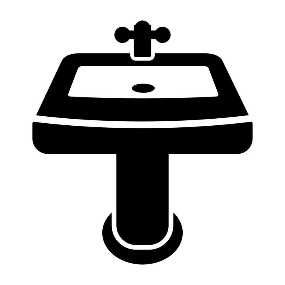black and white washbasin icon sign on white background vector