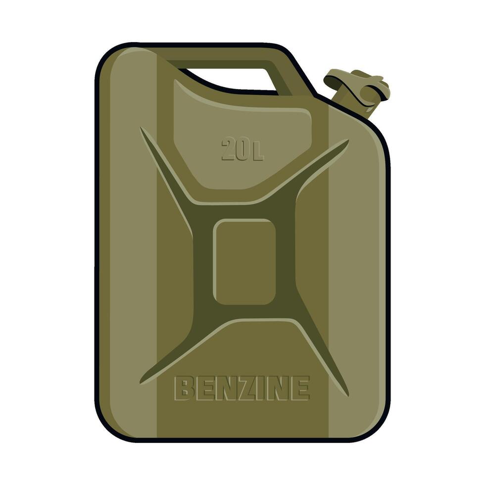 green metal gasoline canister on white background vector