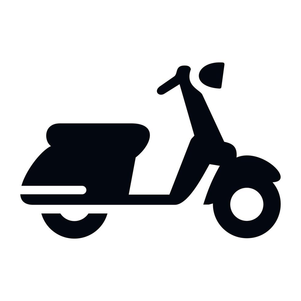 black monochrome scooter icon on white background vector
