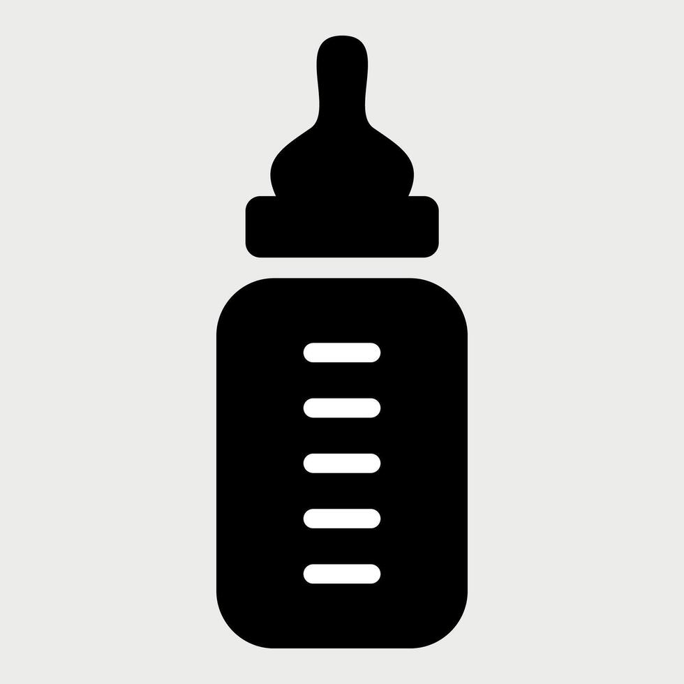 black baby bottle icon on white background vector