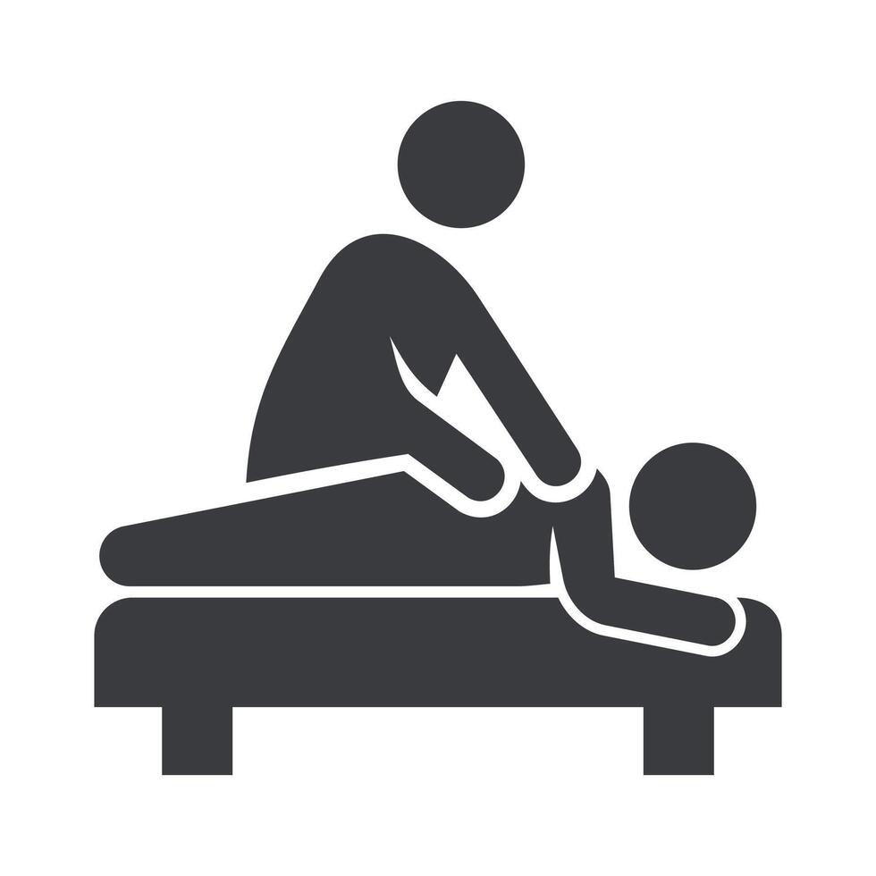 black and white sign icon of massage therapist on white background vector