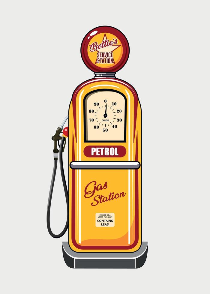 yellow retro gas station with indicator front view isolated on white background vector