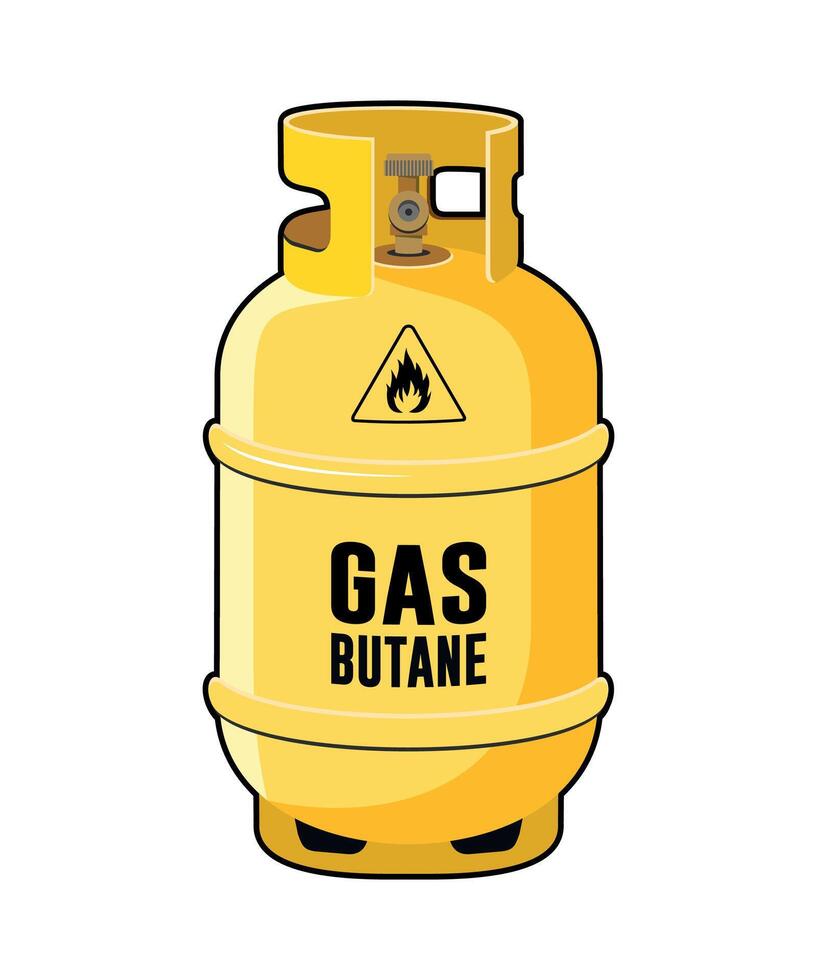 yellow metal butane gas cylinder isolated on white background vector
