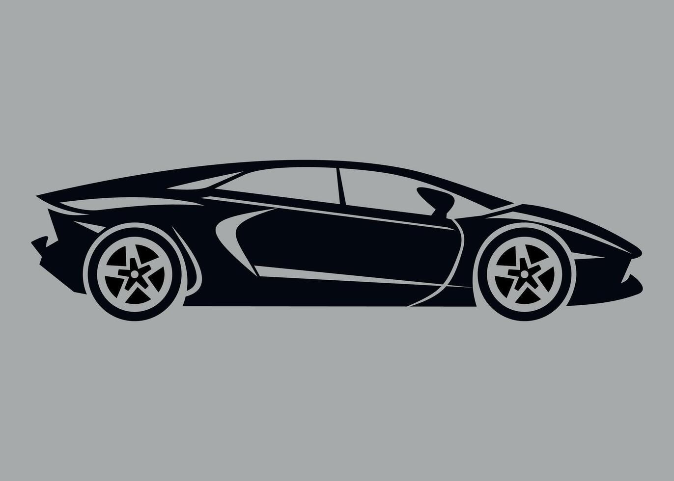 black and white icon of sports car side view on white background vector
