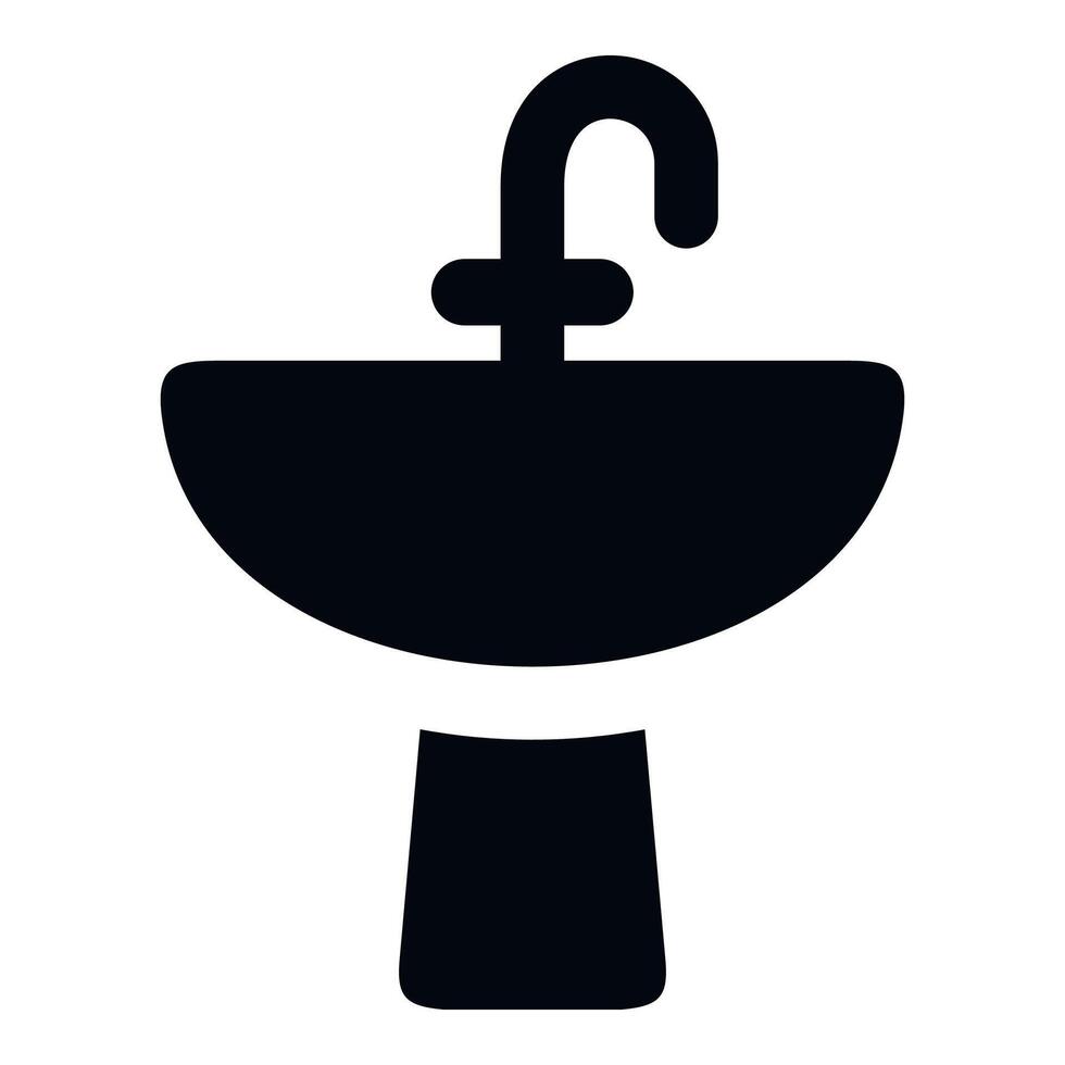 black and white monochrome washbasin icon on white background vector
