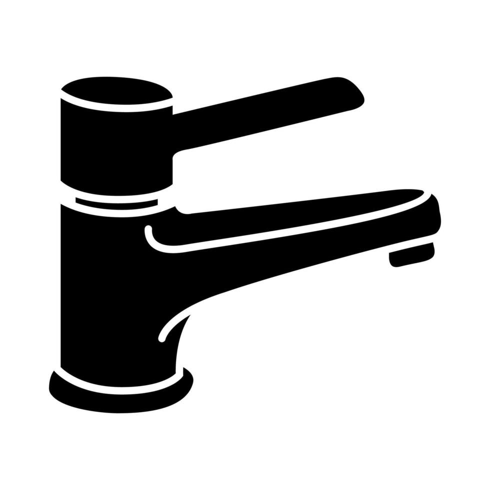 black monochrome water tap icon on white background vector