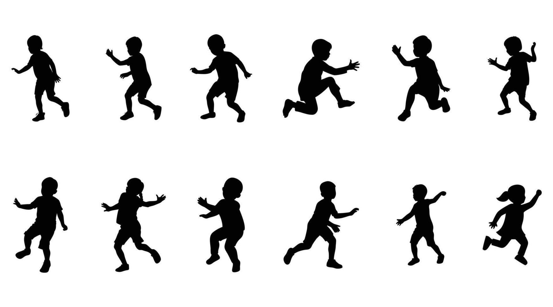 Kid playing silhouette isolated vector