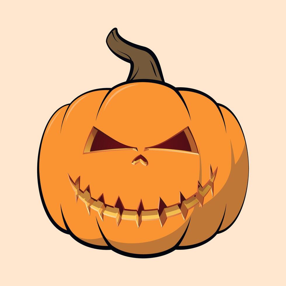 funny scary halloween pumpkin icon isolated on white background vector
