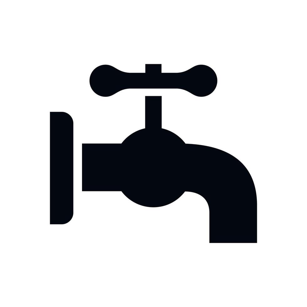 black monochrome water tap icon isolated on white background vector